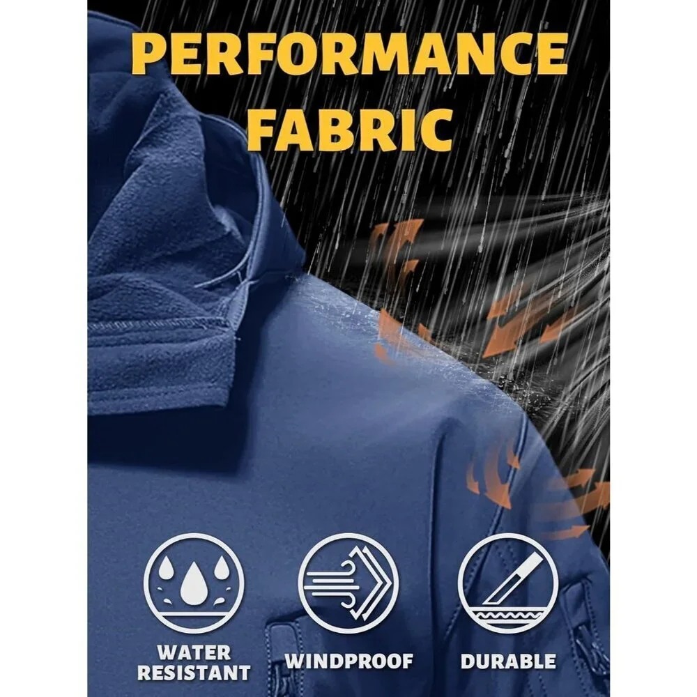 Men's #05-royal Blue Tactical Soft Shell Winter Jacket with Fleece Lining & Hood